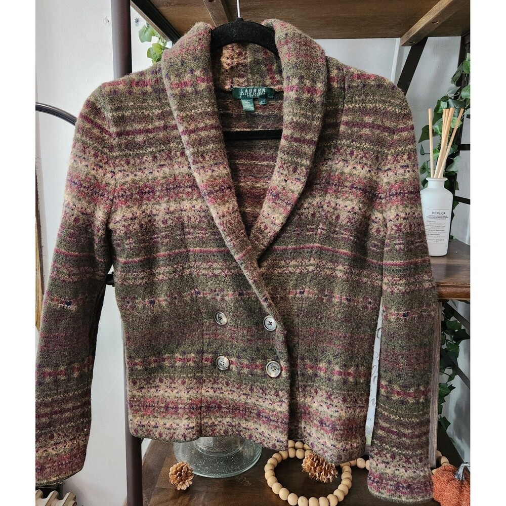 Vintage Ralph Lauren Lambswool Cardigan Petite Small With Flaw